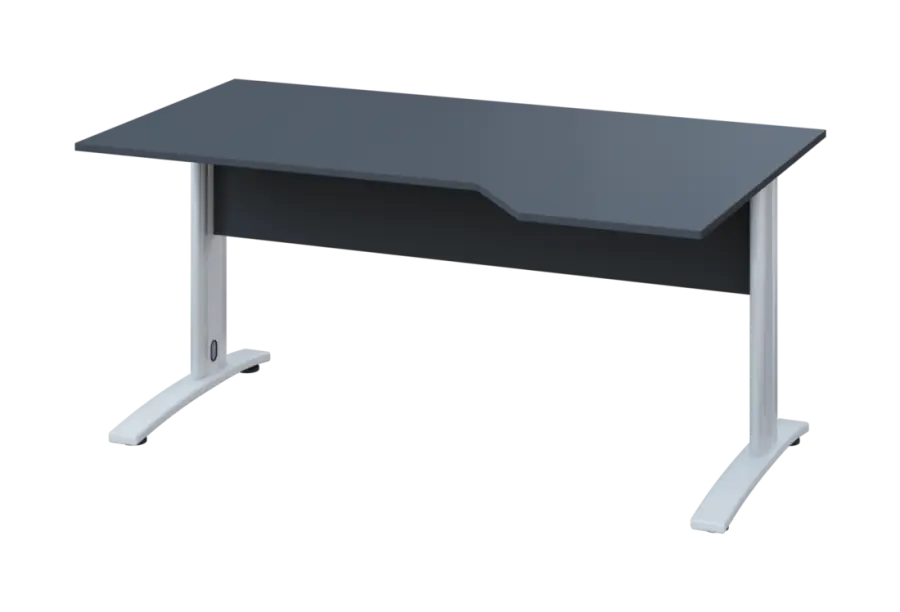 EZK 28 - 164 stůl kancelářský, rohový, pravý, kovová podnož bílá, deska 25 mm, široký 1600 mm, antracit